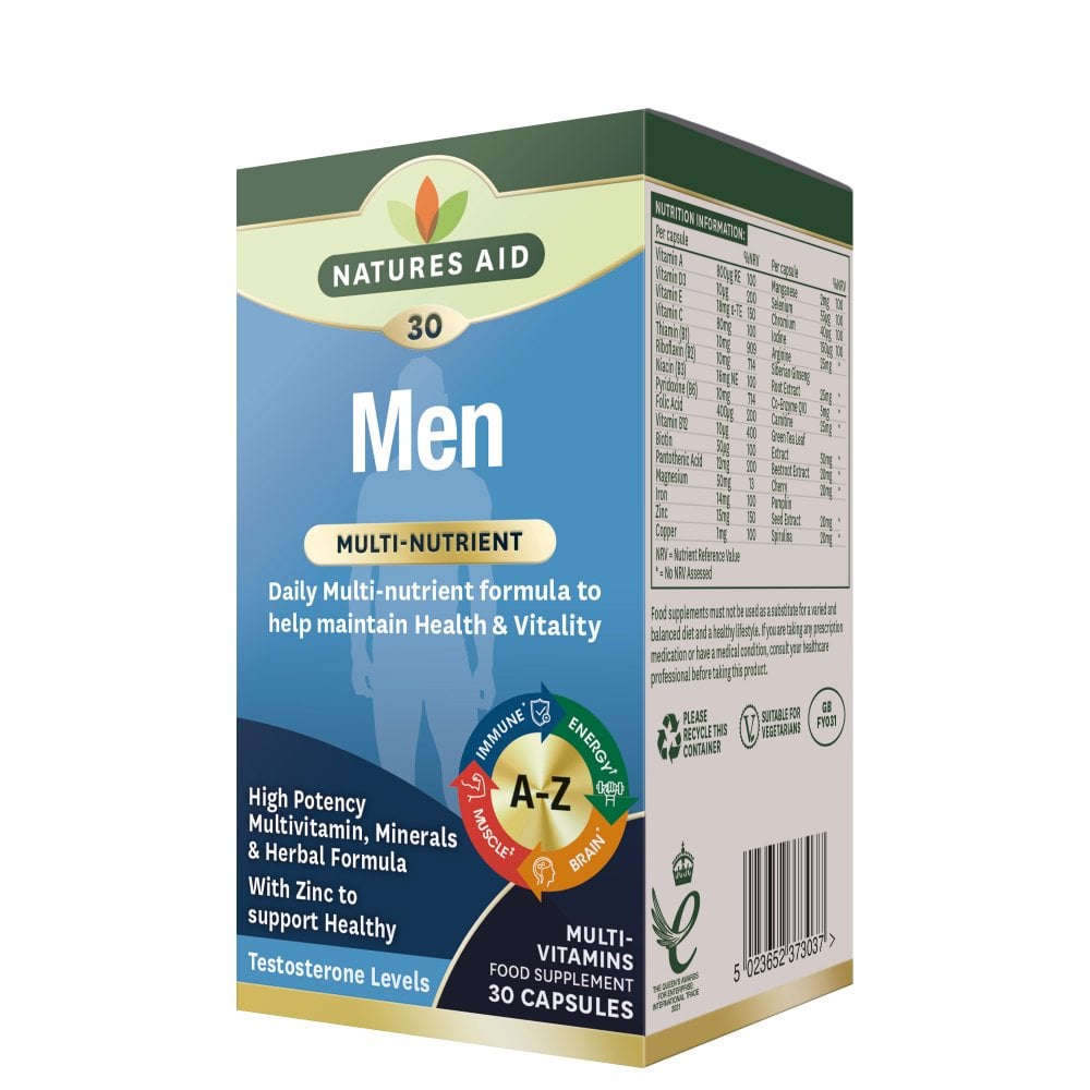Natures Aid Men MultiVitamins Health & Vitality 30's Capsules Life